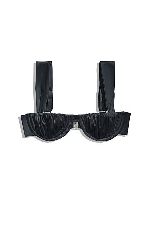 черный Купальник на широких бретельках. Чашечки декорированы драпировкой.