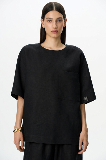 Футболка из 100% льна с нагрудным карманом