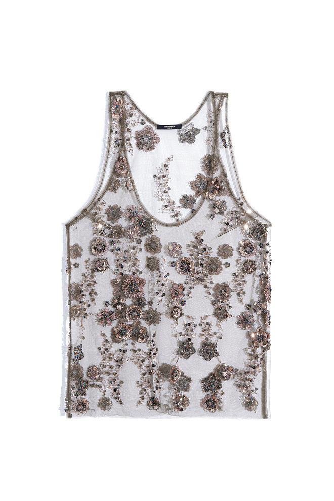 Прозрачный топ, расшитый бисером