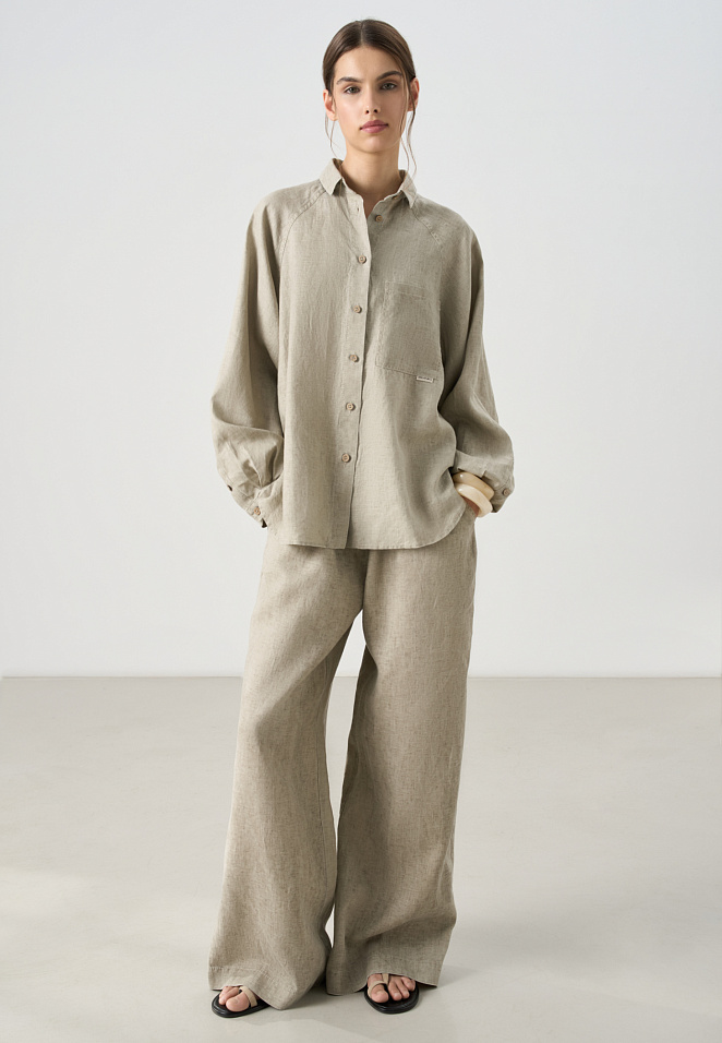 Рубашка из 100% льна с рукавом реглан