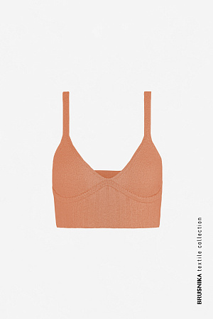 оранжевый Укороченный топ из хлопка в молочном цвете