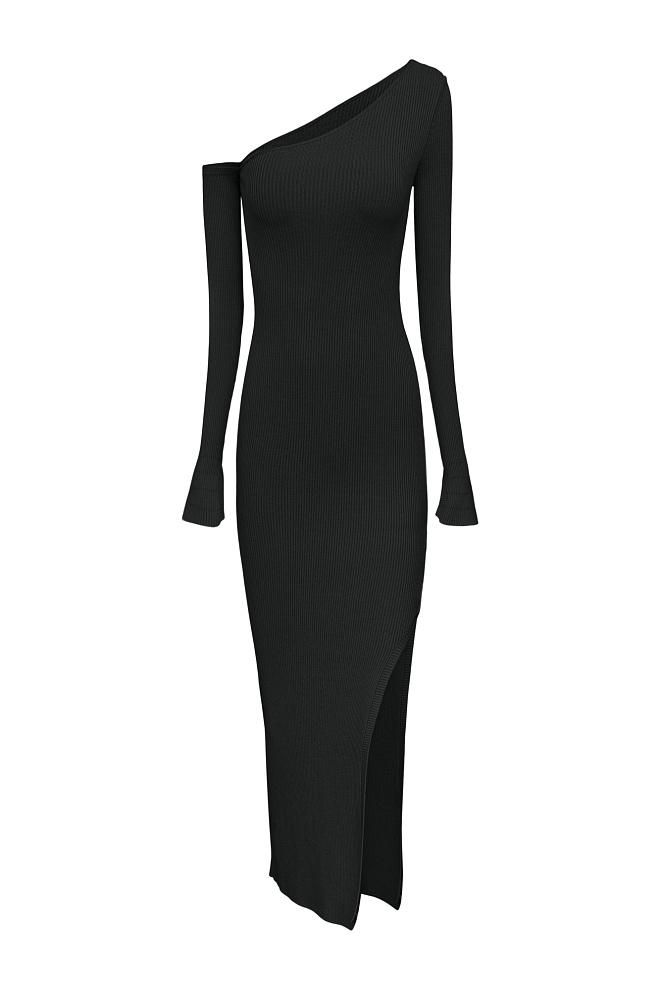 Платье с асимметричным вырезом горловины