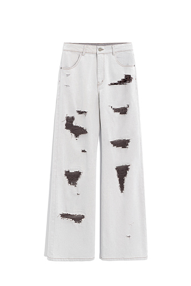 Расклешенные джинсы в стиле гранж