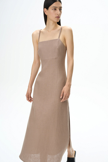 Сарафан с разрезом из 100% льна