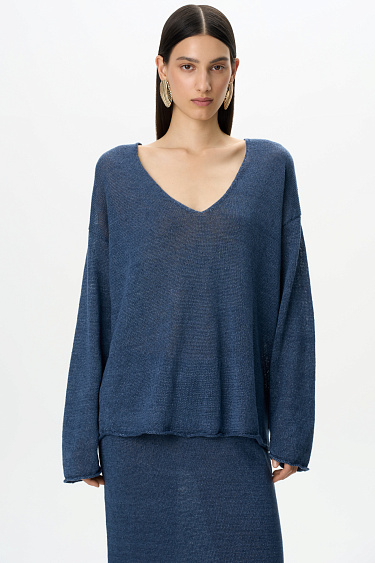 Джемпер с V-образным вырезом из 100% льна