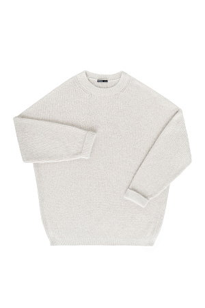 бежевый Трикотажный джемпер из смесовой шерсти. Модель свободного силуэта со спущенной линией плеча. Ворот, манжеты рукавов и низ изделия выполнены в рубчик.