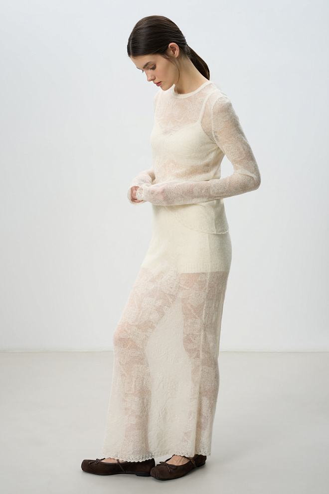 Ажурная юбка из супер кид мохера и беби альпака