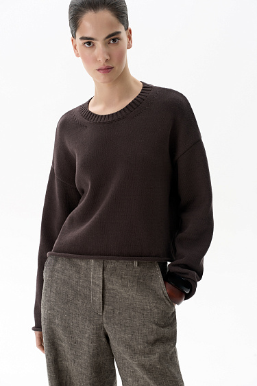 Джемпер из хлопка с валиками по низу