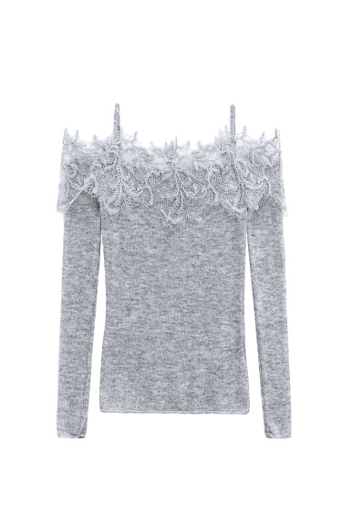 Лонгслив из шерсти мериноса с кружевом