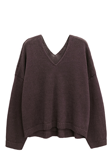 Джемпер из 100% льна с V-образным вырезом