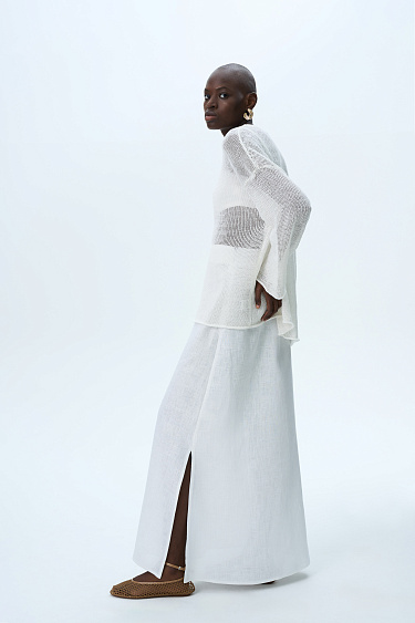 Юбка макси из 100% льна с разрезом сбоку