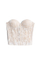 Корсет из тонкого кружева на подкладке телесного цвета. Модель с чашечками и шнуровкой по спинке.