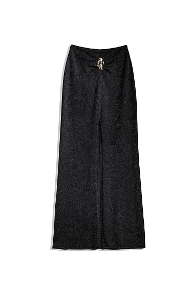 Юбка макси с люрексом и декоративным элементом