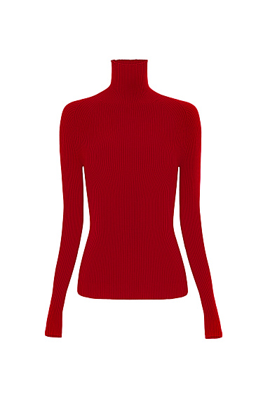 Цельновязаная водолазка в рубчик