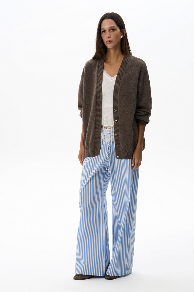 Удлиненный кардиган из пуха лисы 