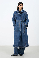Джинсовый oversize тренч на запах, S