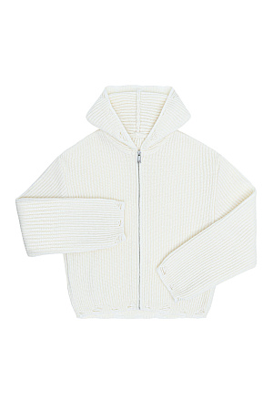 белый Трикотажное худи из шерсти мериноса. Модель свободного силуэта с разрезами в стиле гранж, длинными рукавами и капюшоном. Застежка на молнию.