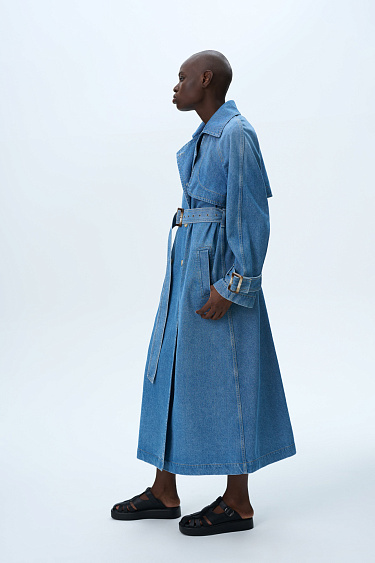 Джинсовый тренч на запах