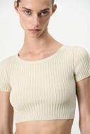 Короткий трикотажный топ в рубчик, S