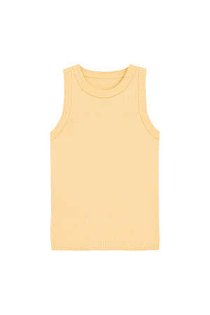 желтый Трикотажный топ из 100% хлопка без рукавов. Модель приталенного силуэта с круглым вырезом горловины. Края изделия выполнены в рубчик.