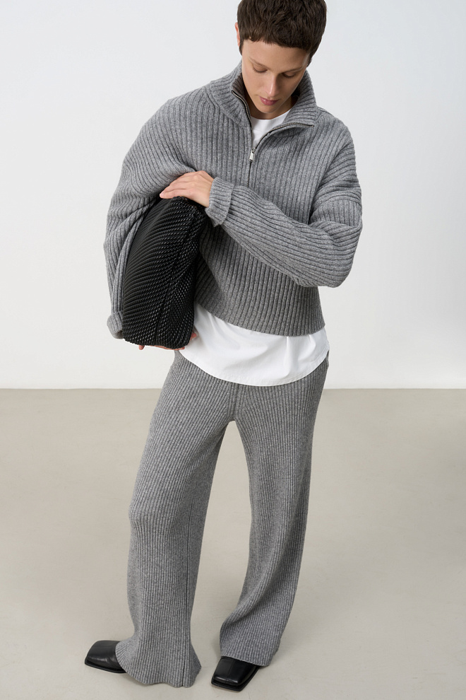 Брюки в рубчик из кашемира и шерсти 