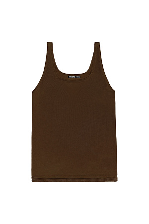 коричневый Цельновязаная майка из 100% вискозы на тонких бретелях.