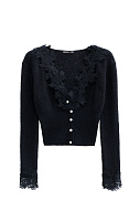 Кардиган из шерсти мериноса с кружевом, S
