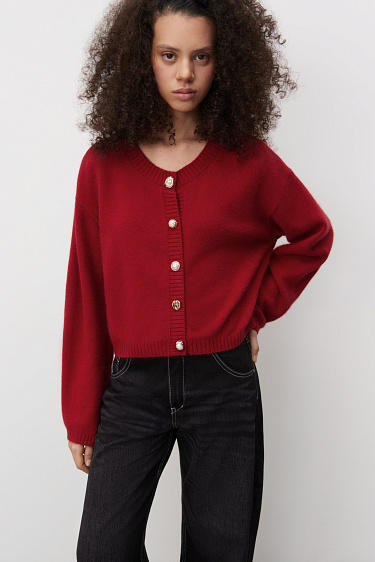 Кардиган из пуха лисы на пуговицах 