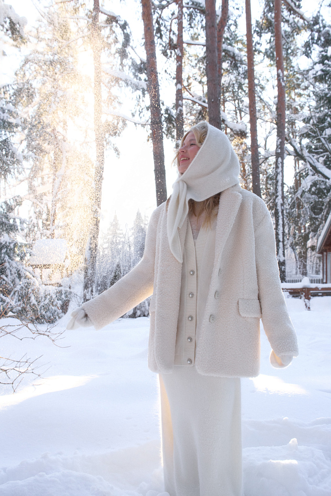 Удлиненный кардиган из пуха лисы 