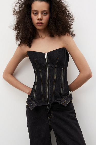 Джинсовый корсет с застежкой на молнию
