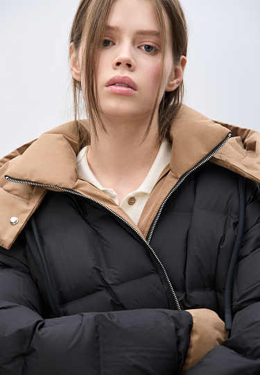 Двусторонний пуховик с дополнительным воротником