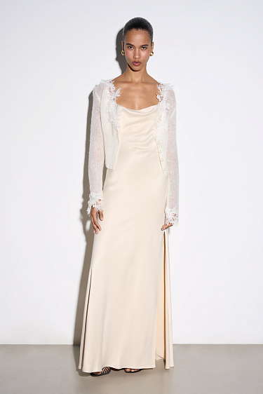 Кардиган из шерсти мериноса с кружевом