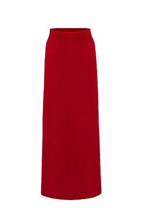красный Трикотажная юбка длины макси из смесовой шерсти. Модель трапециевидной формы с эластичным поясом в рубчик.
