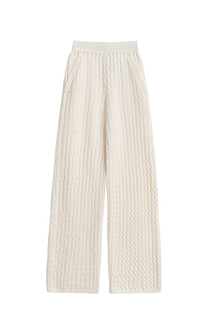 белый Трикотажные брюки с объемными косами из 100% шерсти мериноса экстрафайн. Модель на эластичной резинке и глубокими боковыми карманами. 