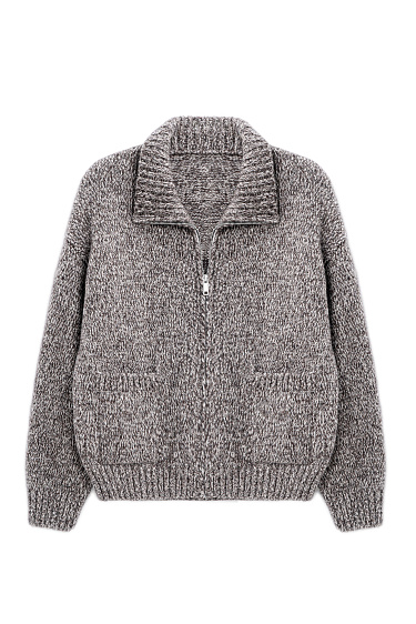 Меланжевый бомбер из шерсти мериноса экстрафайн