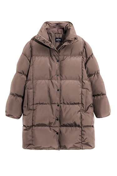 Пуховик с капюшоном и трикотажными манжетами