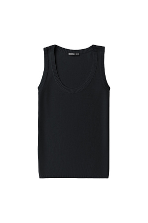 черный Удлиненная трикотажная майка из вискозы c круглым вырезом и открытыми плечами.