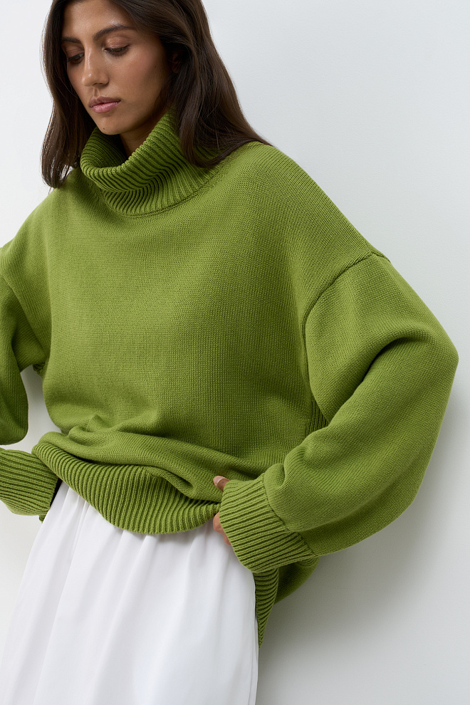 Джемпер из 100% хлопка с высоким воротом