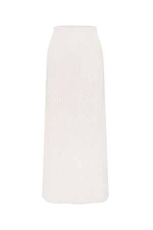 белый Трикотажная юбка длины макси из смесовой шерсти. Модель свободного силуэта с эластичным поясом в рубчик. Дополнить образ можно жилетом в таком же стиле.