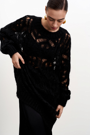 Ажурный джемпер из мохера и шерсти