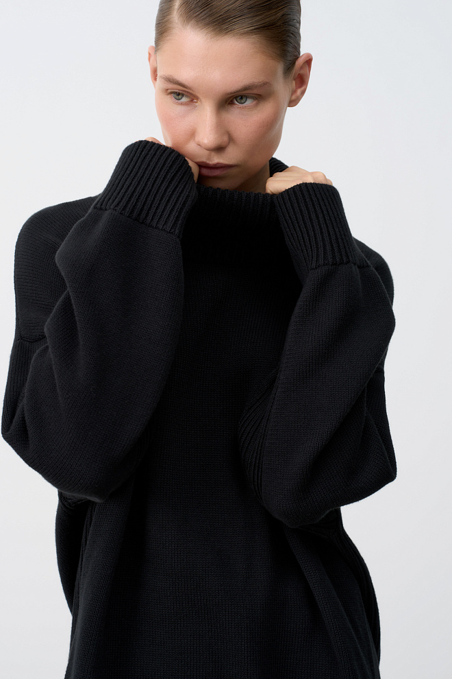 Джемпер из 100% хлопка с высоким воротом