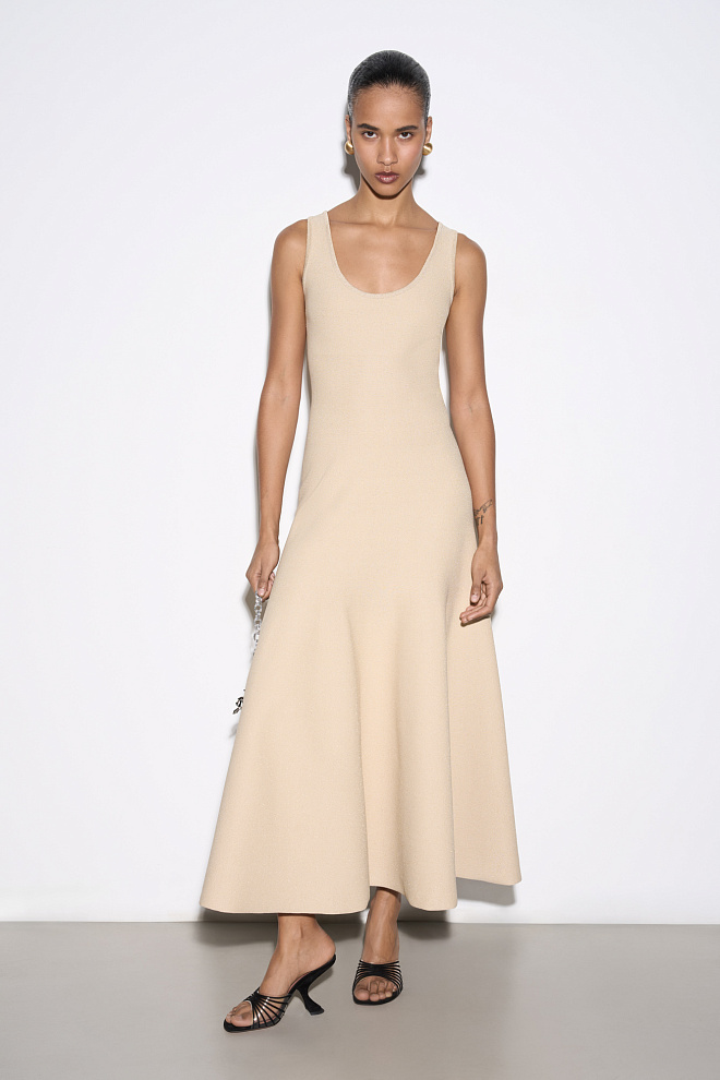 Трикотажное платье длины миди с люрексом