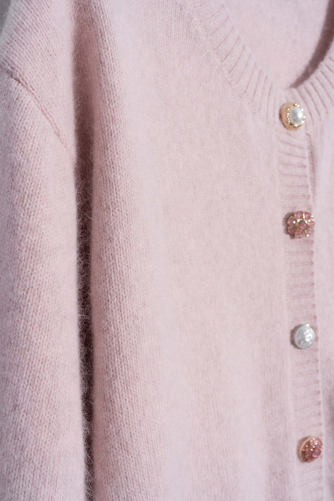 Кардиган на пуговицах из пуха лисы