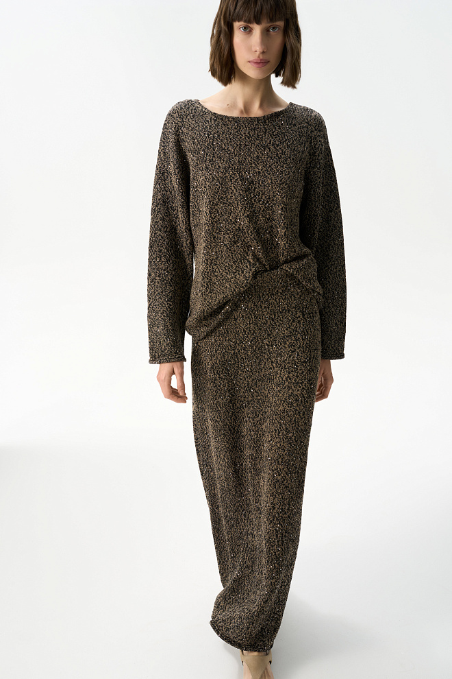 Трикотажная юбка из хлопка с пайетками