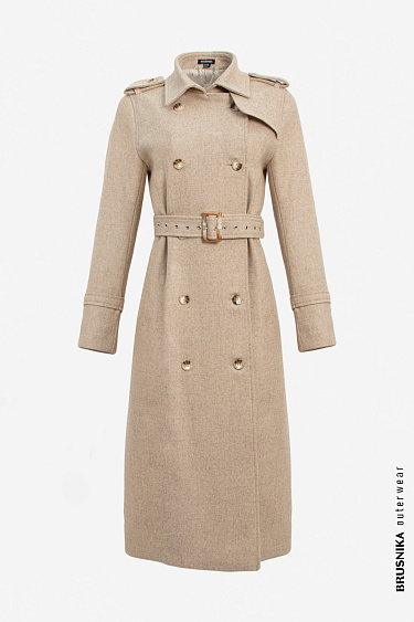 Пальто двубортное с поясом