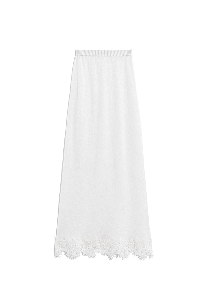 Юбка макси из шерсти мериноса с кружевом