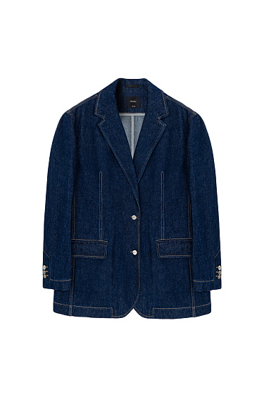 Однобортный жакет из хлопковой ткани с добавлением конопли