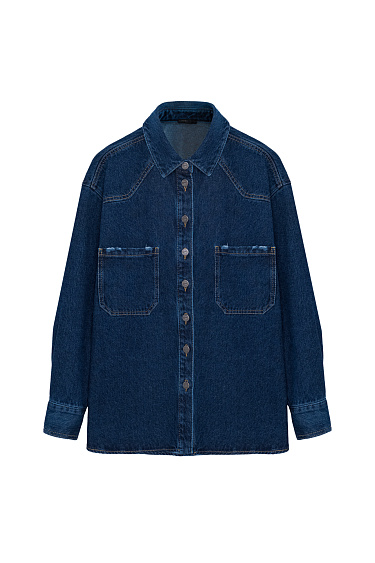 Джинсовая рубашка с накладными карманами