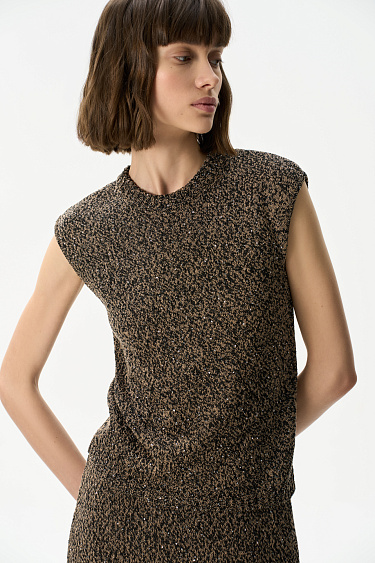 Трикотажный топ с пайетками