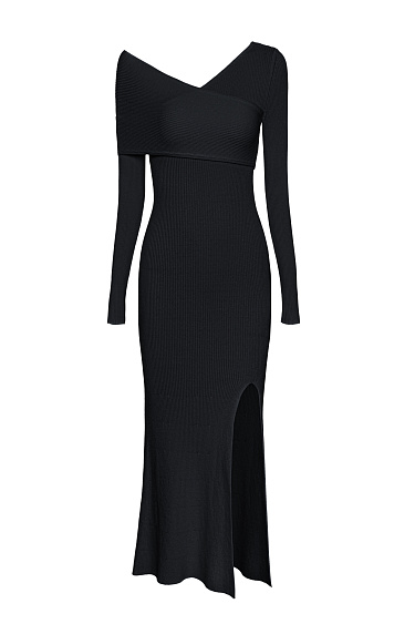 Платье миди из вискозы с отлетной деталью